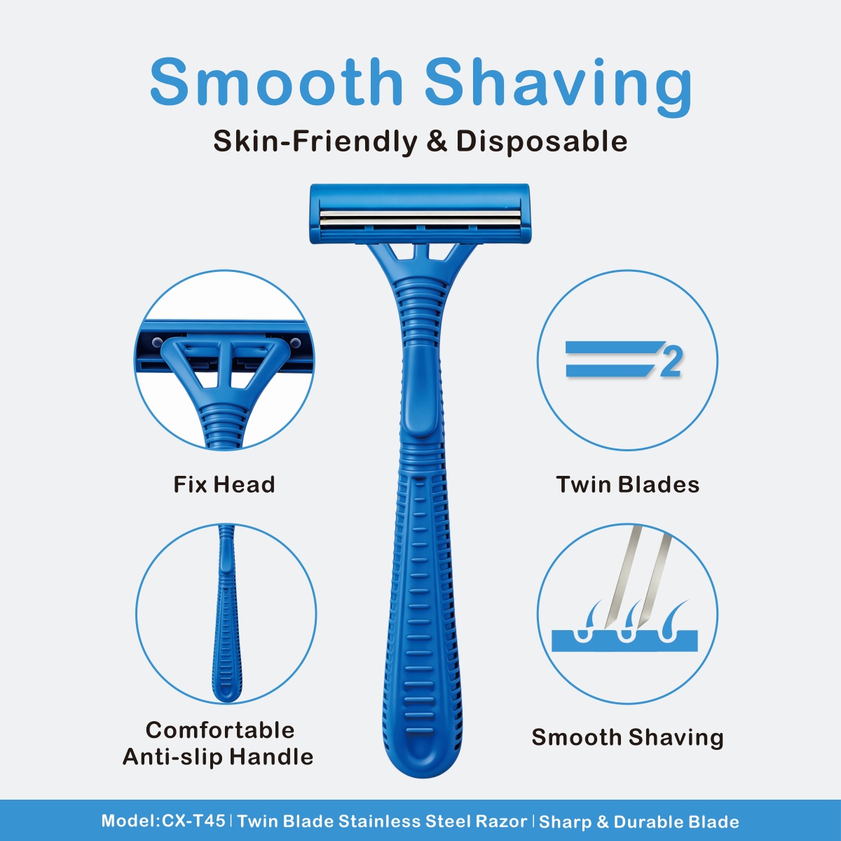 CX-T45 men's disposable razor — blue