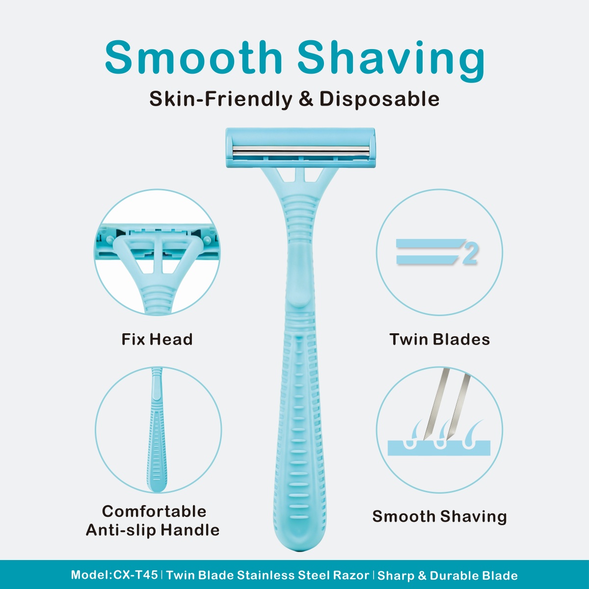 CX-T45 women's disposable razor — light blue